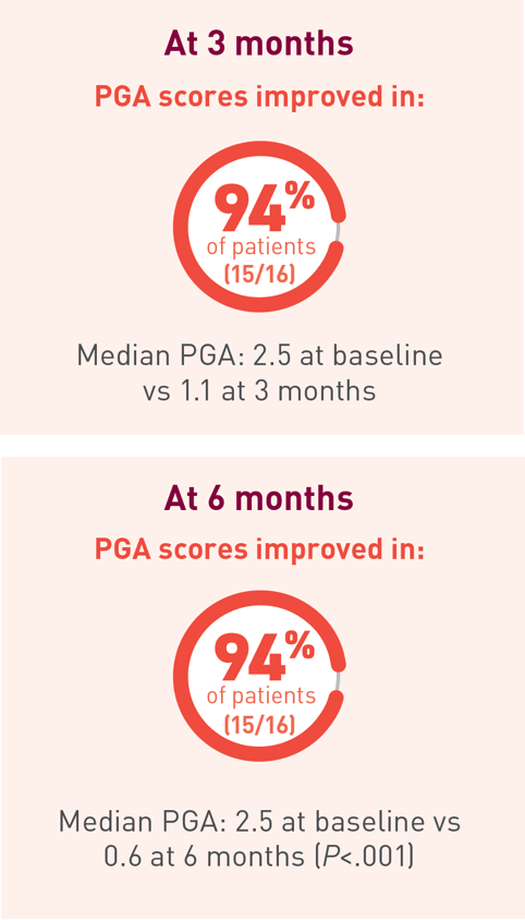 Acthar Gel DM PGA scores at 3 and 6 months